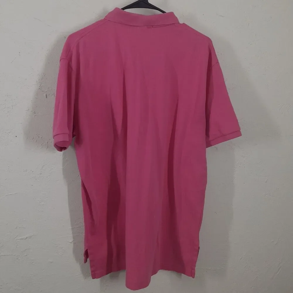 Polo Ralph Lauren Adult Mens L Large Pink Short Sleeve Shirt Orange Pony